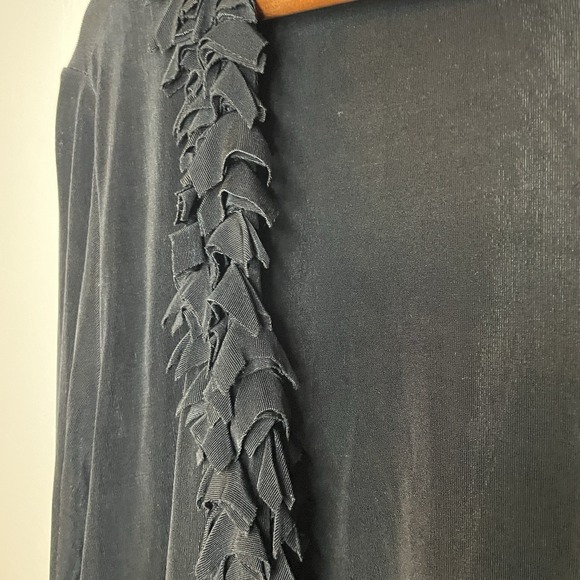 Chico's Travelers Black Slinky LS Ruffled Cardigan Women's‎ 3 US XL - Picture 3 of 5